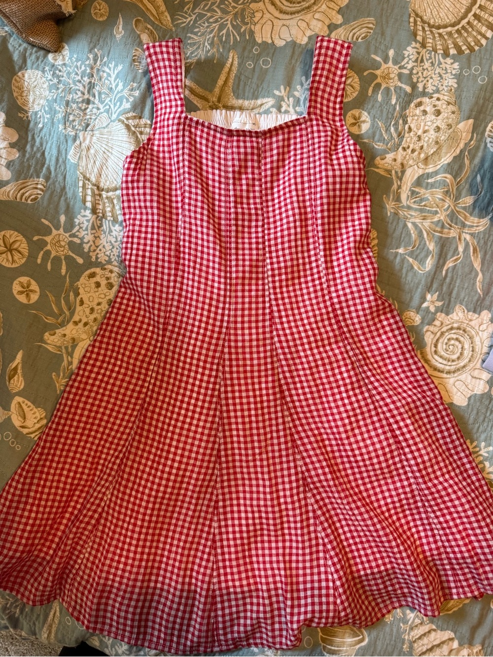 abercrombie kids Red Gingham Square-Neck Sundress
